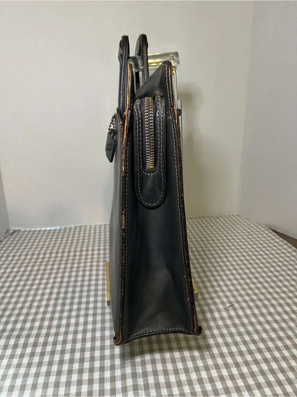 Vintage Schlesinger Brothers Black Leather Briefcase / Portfolio 1970's-80's